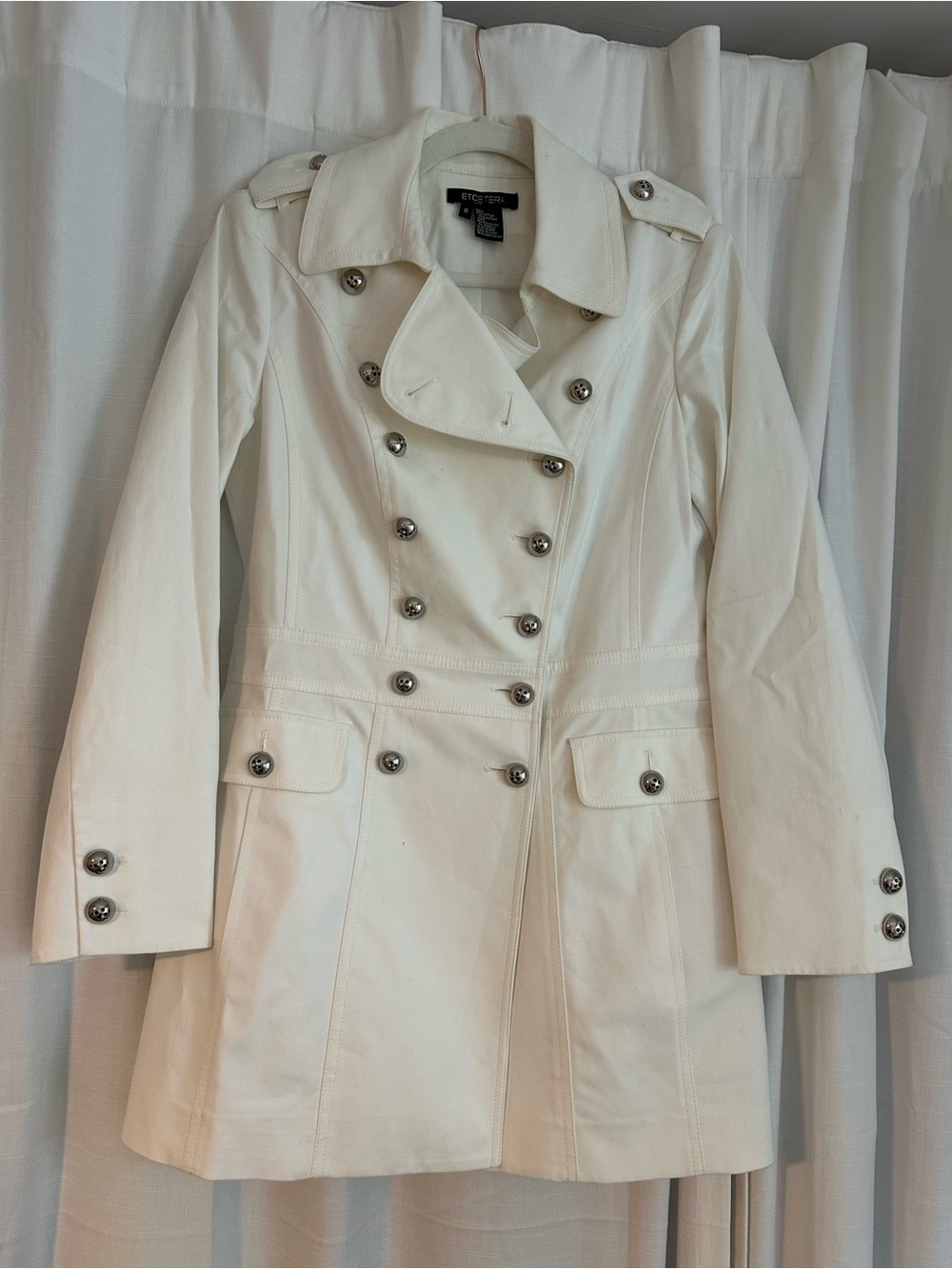 White Double-Breasted Trench Coat